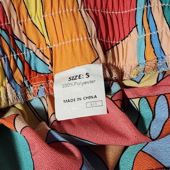 Women’s Sz S Palooza Pants Wide Leg Multicolor Elastic Waist Drawstring - Picture 7 of 7